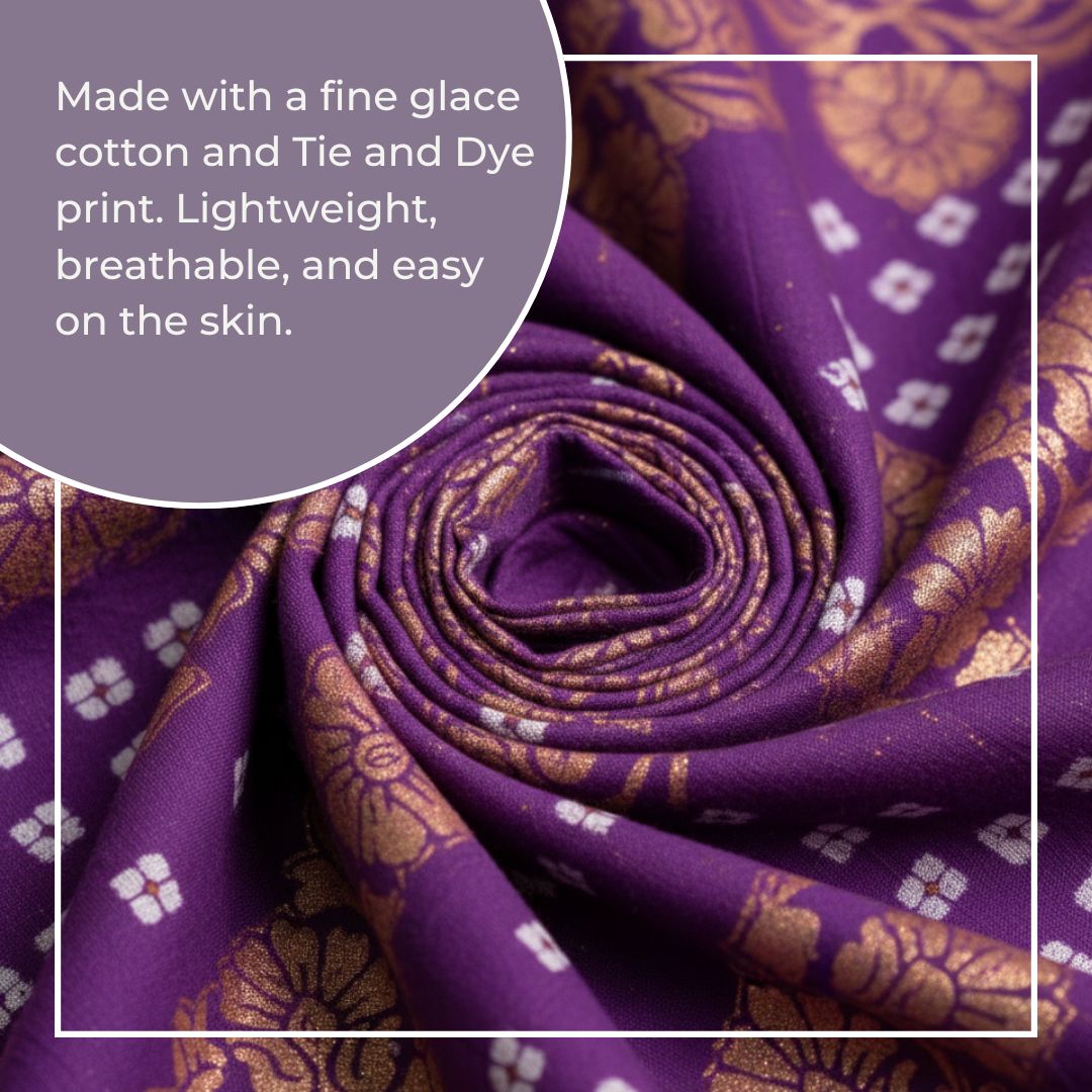 Glace Cotton Jari Tie and Dye Suit Fabric for Elegant Cut Tops