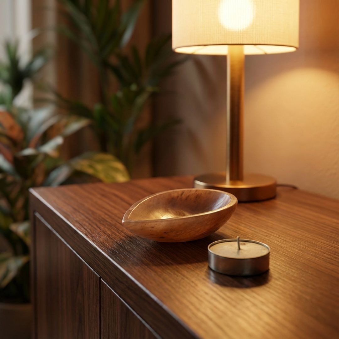 Handcrafted Red Quartz Tea Light Holder for Warm Ambient Decor