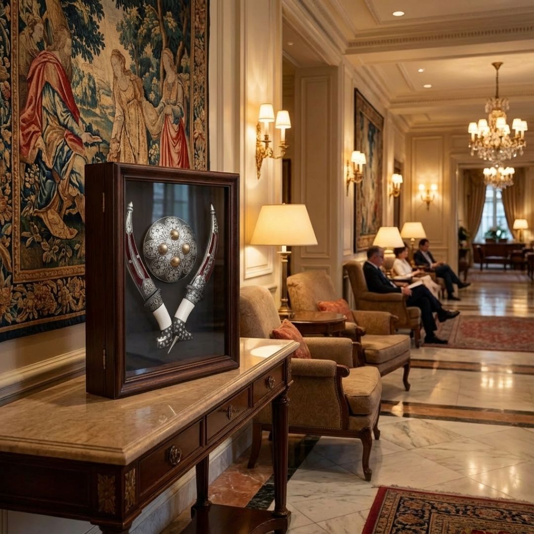 Shield Koftgari Decorative Dagger Set Traditional Metal Art