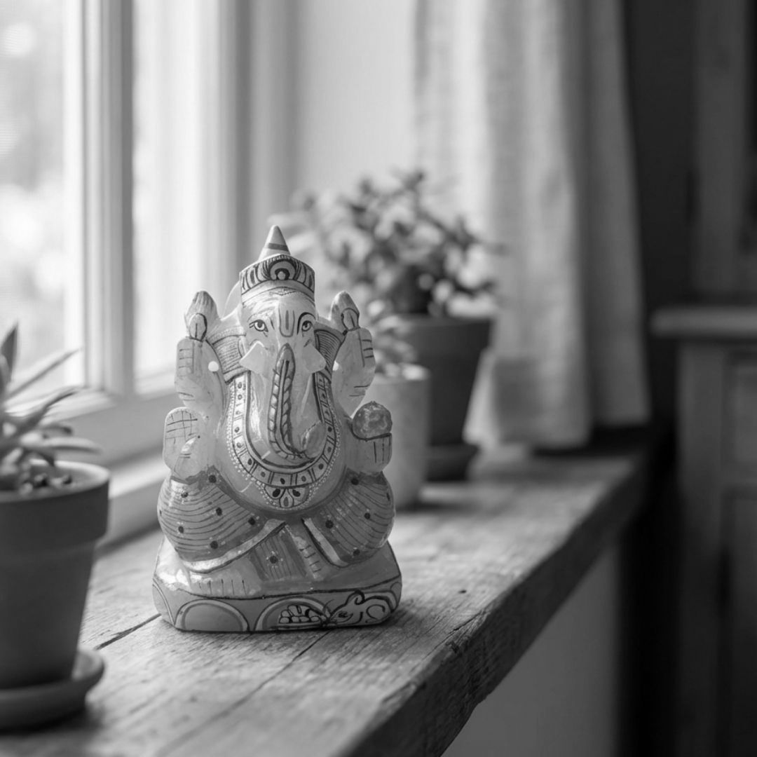 Hand-Carved Rose Quartz Ganesh Idol for Home Decor and Healing