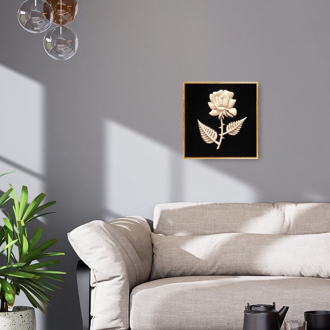 Rose with Two Leaves