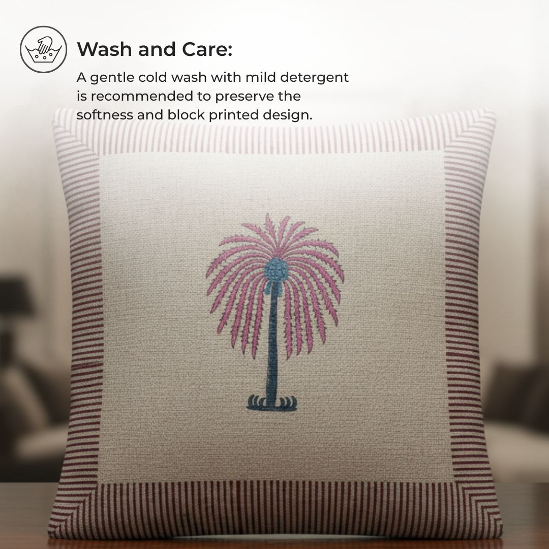 Block Printed Cotton Cushion Covers with Instrument Motif (Set of 2)