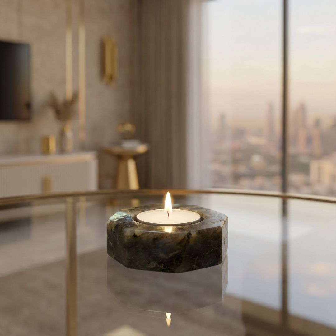 Blue Quartz Tea Light Candle Holder