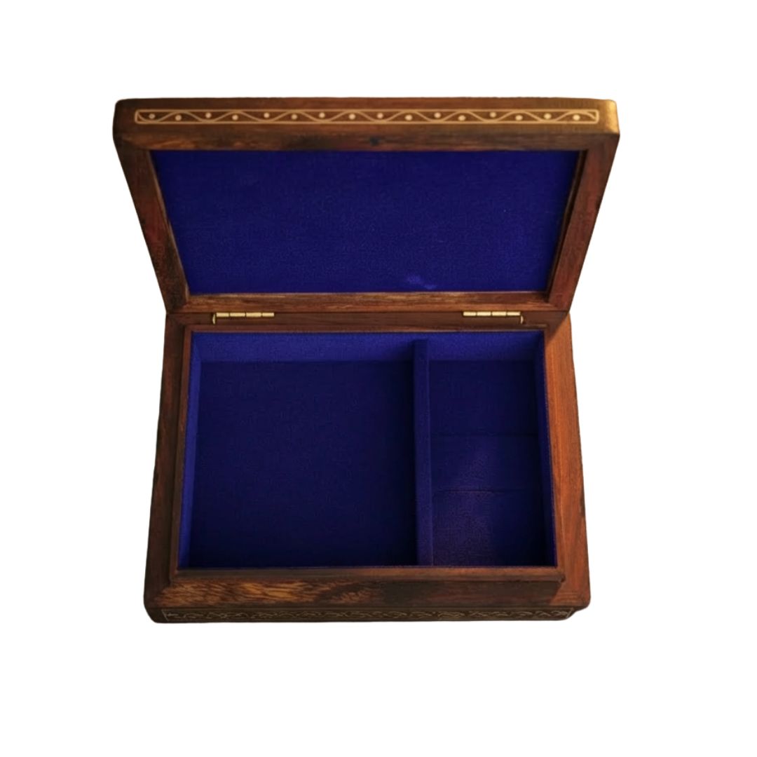 Royal Blossom Wooden Tarkashi Inlay Box for Jewellery and Keepsakes