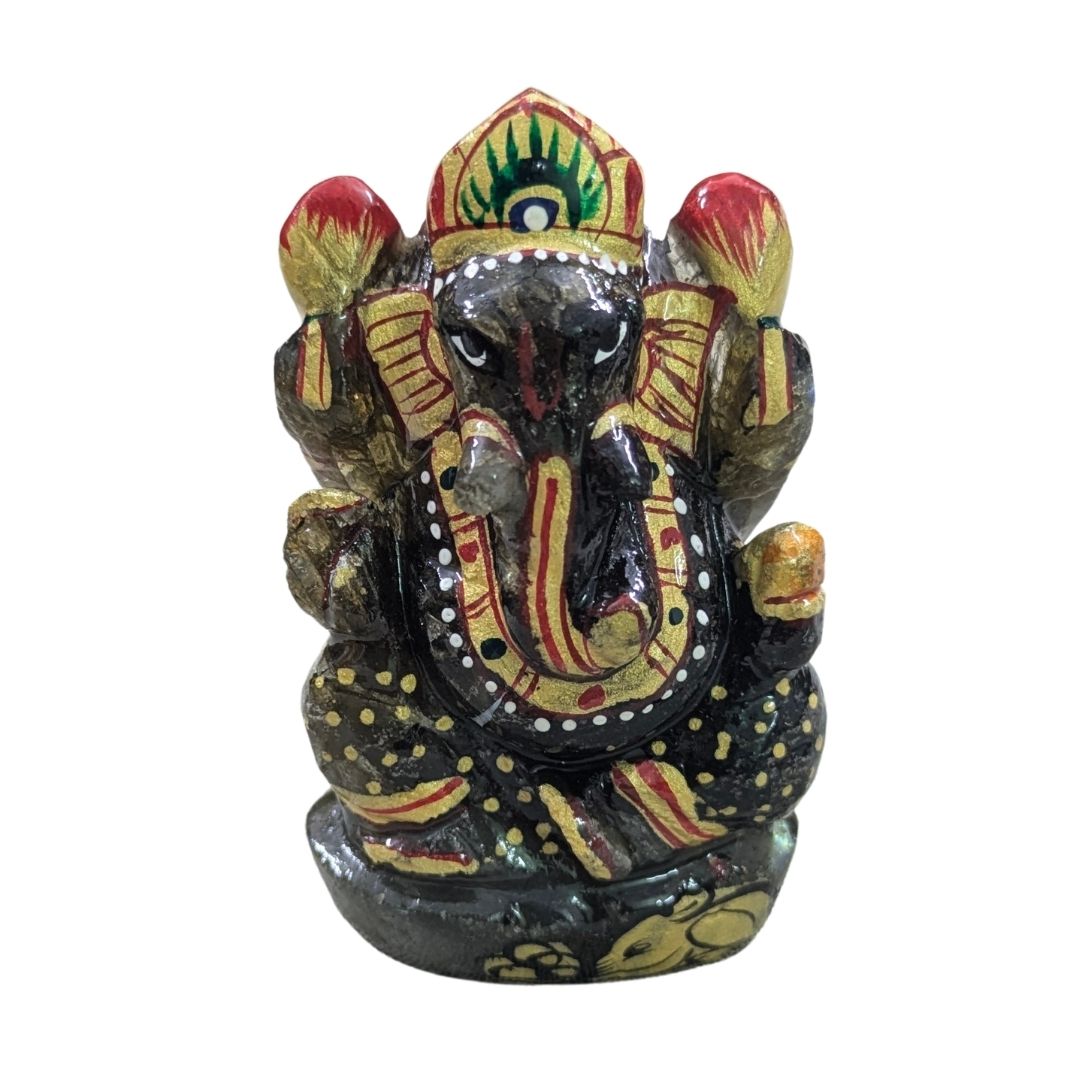 Labradorite Carved Ganesh Idol in Natural Gemstone