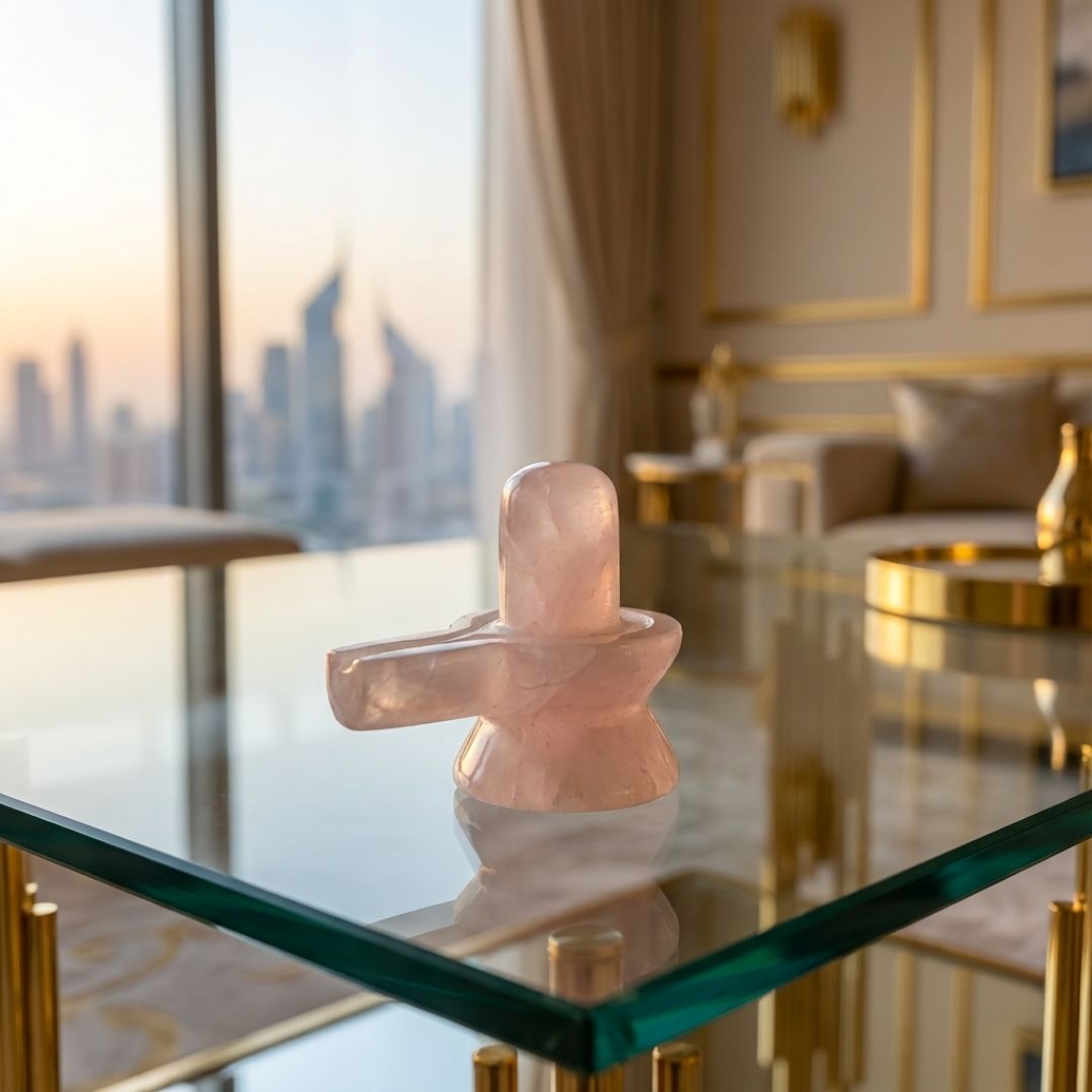 Rose Quartz Shivling for Spiritual Healing and Home Meditation Altars