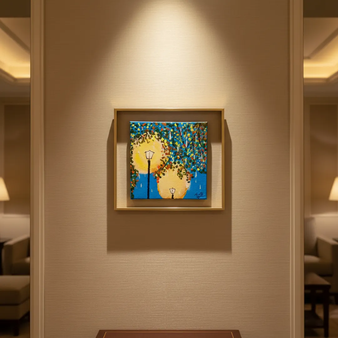 Handmade Street Lamp Abstract Canvas Painting