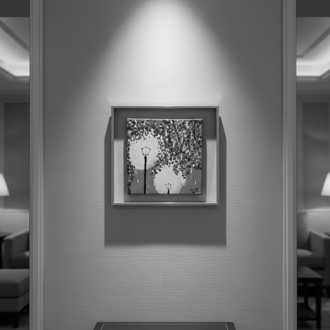 Handmade Street Lamp Abstract Canvas Painting
