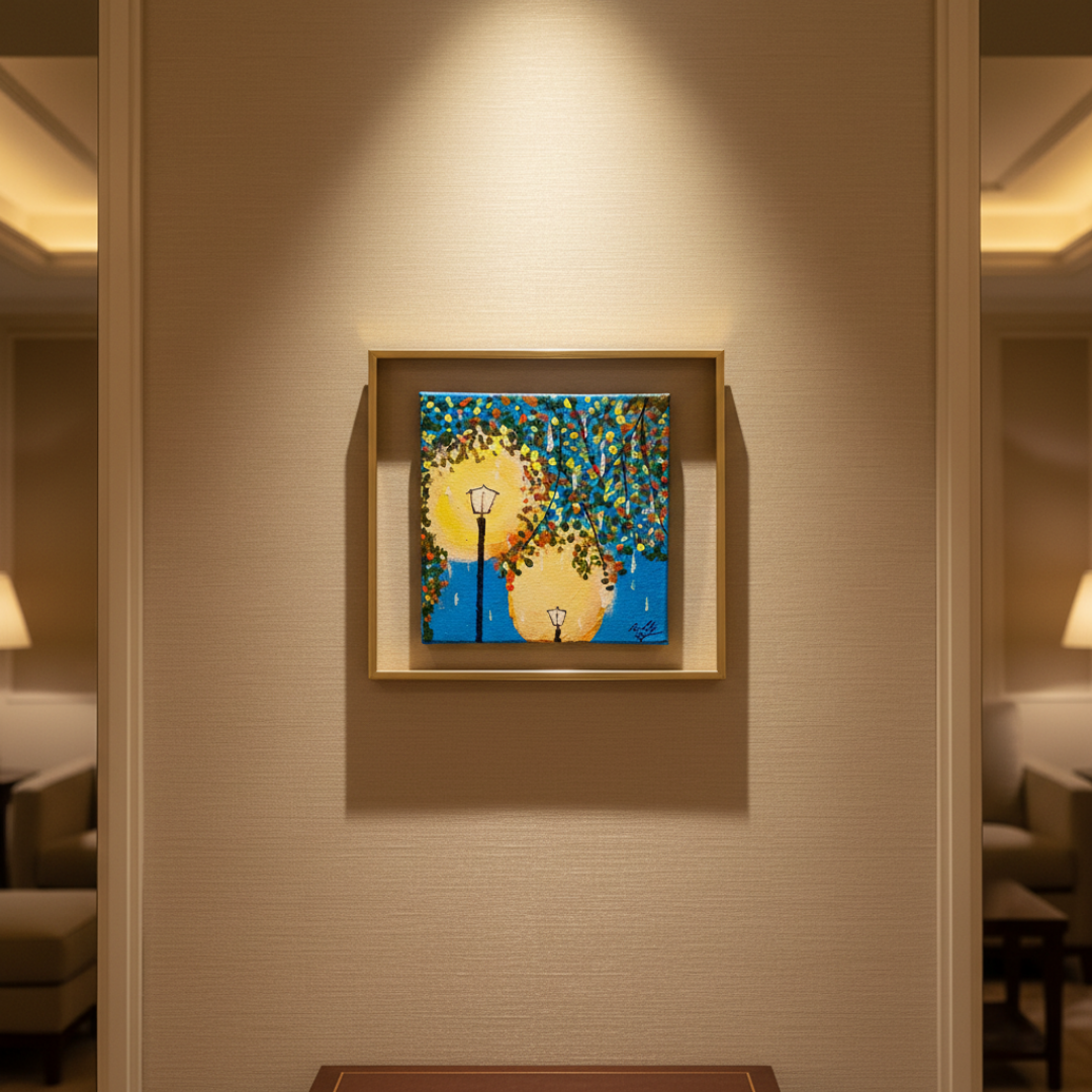 Handmade Street Lamp Abstract Canvas Painting