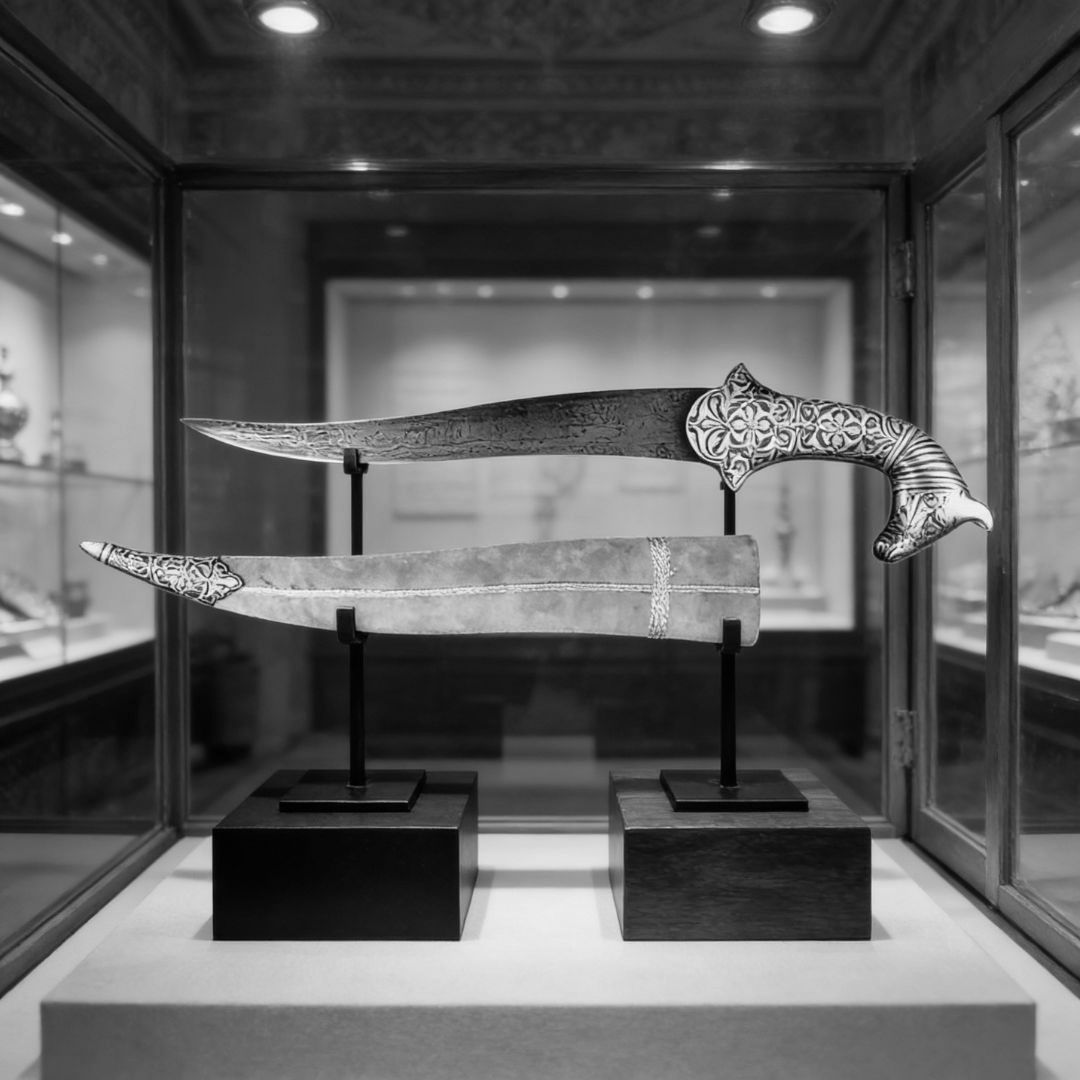 Horse Face Fine Work Koftgari Decorative Dagger Traditional Metal Art