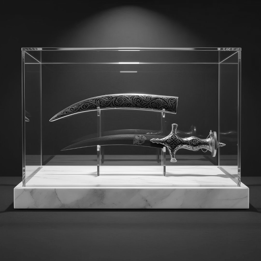 Fine Work Mini Koftgari Sword with Intricate Handcrafted Metal Inlay