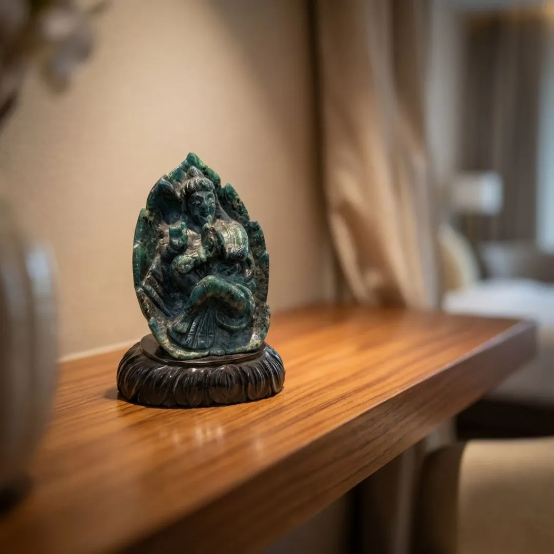 Abroad Black Jade Krishna Sculpture for Home Decor and Spiritual Spaces 