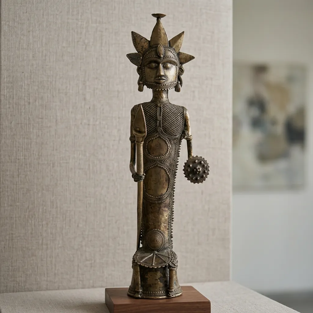 Dhokra Sculpture  - A Tribal King Stands. 