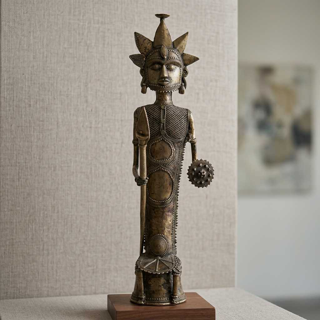 Dhokra Sculpture  - A Tribal King Stands. 