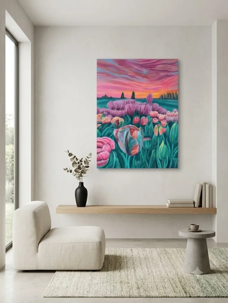 The Tulip Gardens of Kashmir Painting 