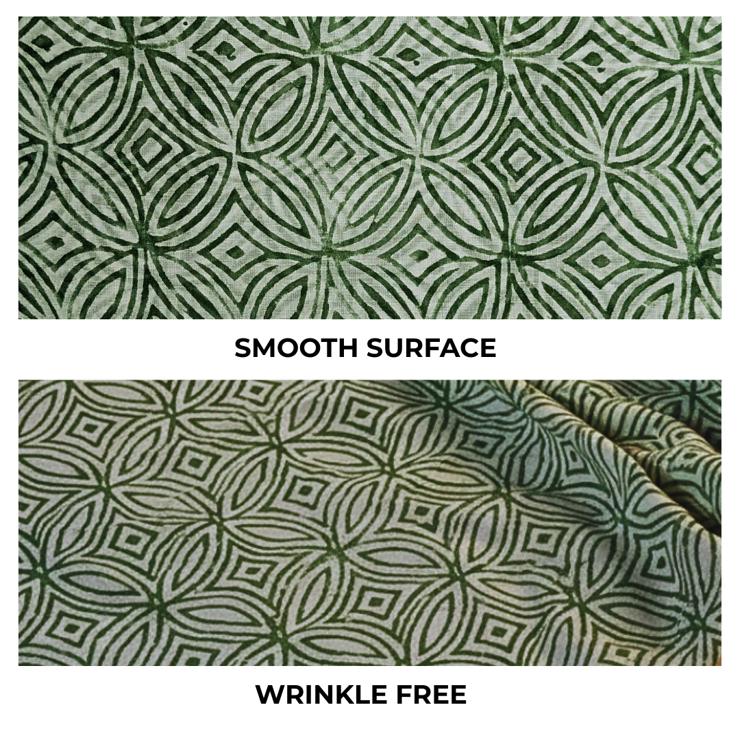 Single-Sided Block Printed Mal Cotton Fabric in Soft Grey Floral Pattern