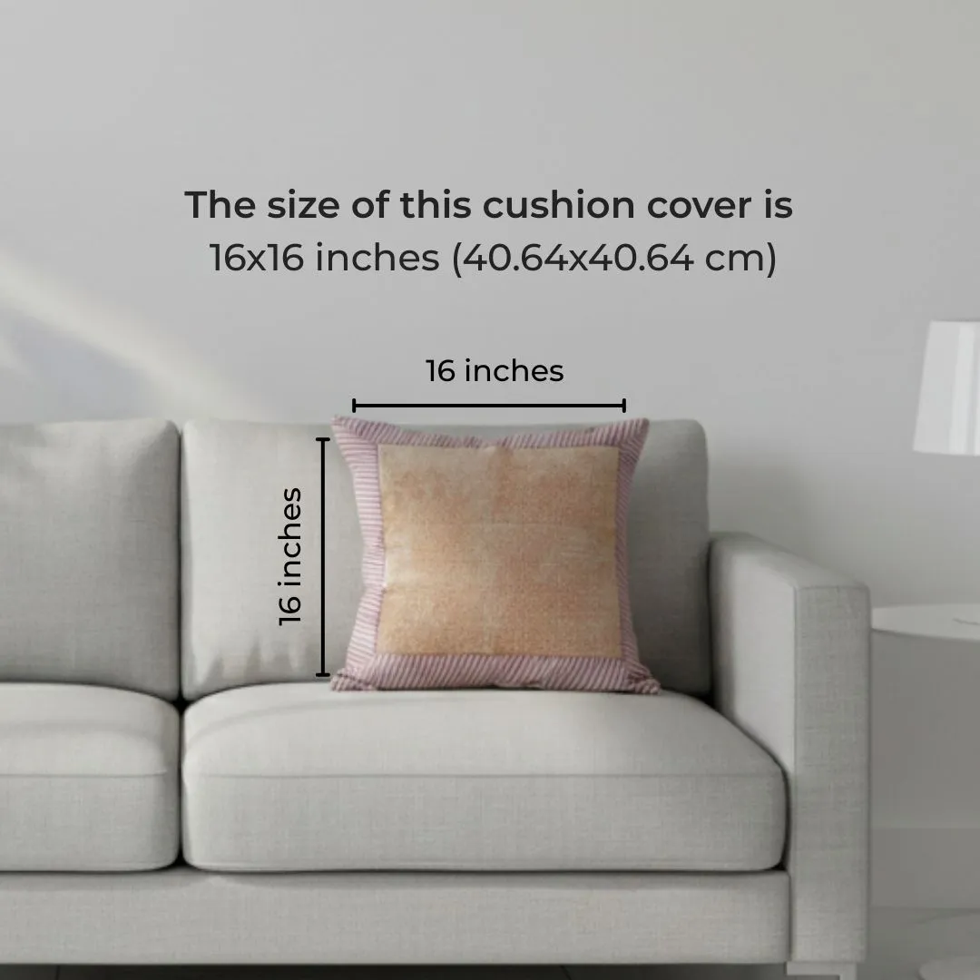 Block Printed Cotton Cushion Covers with Grid Pattern & Multicolour Border (Set of 2)