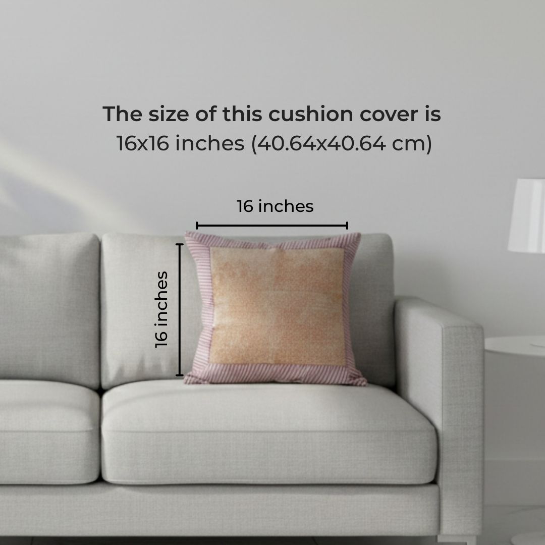 Block Printed Cotton Cushion Covers with Grid Pattern & Multicolour Border (Set of 2)