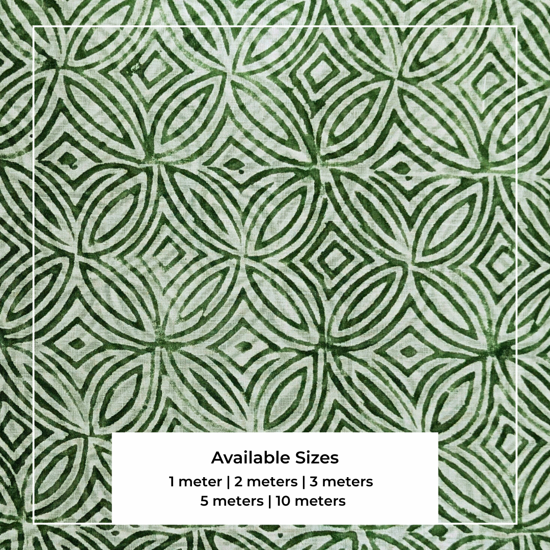 Single-Sided Block Printed Mal Cotton Fabric in Soft Grey Floral Pattern