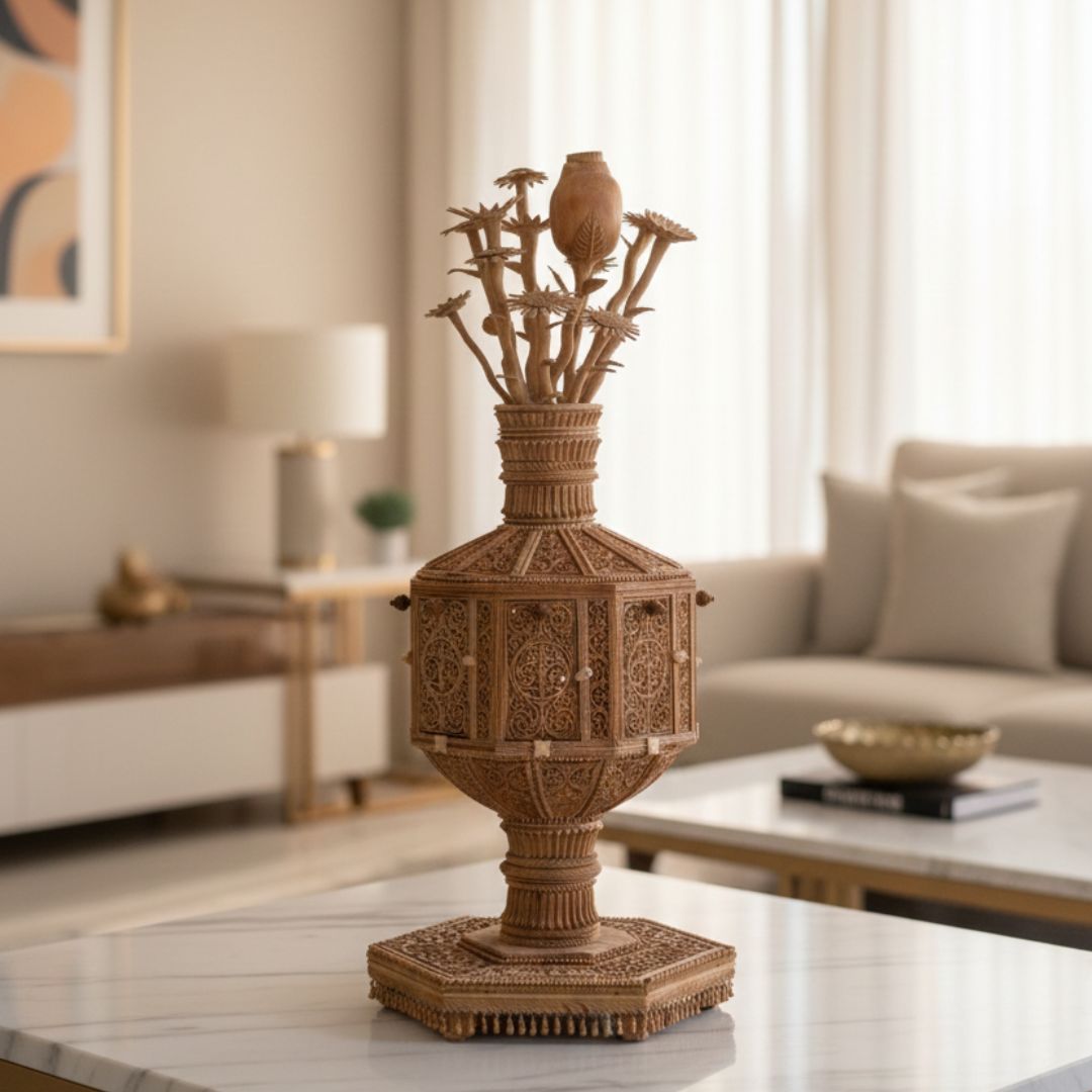 Pure Sandalwood Seven Wonders Decorative Sculpture 