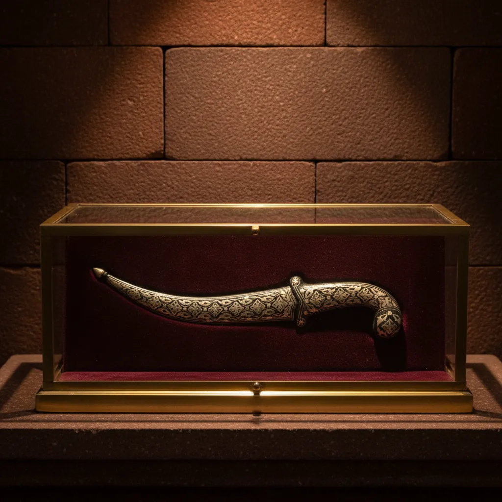 Curved Koftgari Dagger with Handcrafted Metal Inlay Detailing