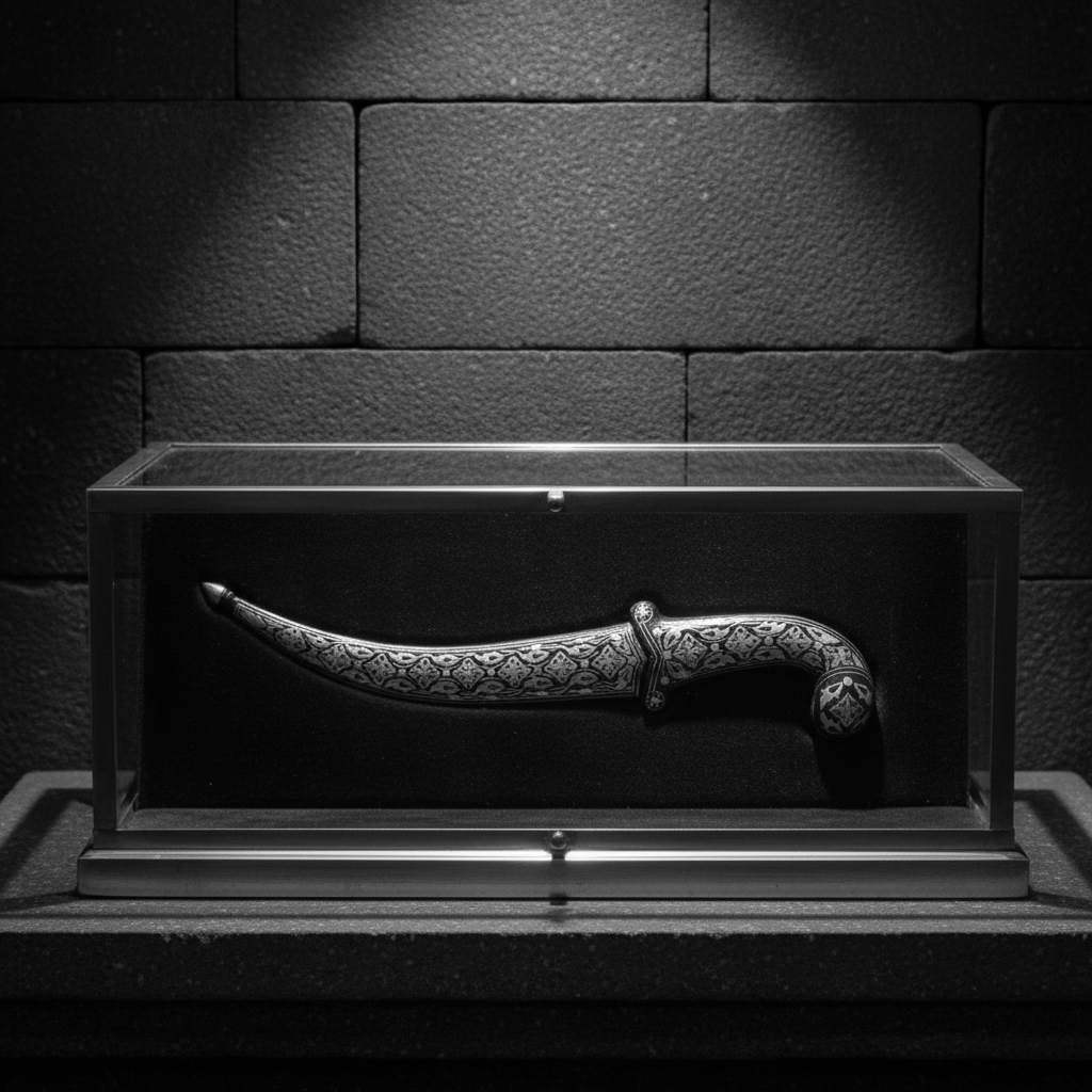 Curved Koftgari Dagger with Handcrafted Metal Inlay Detailing