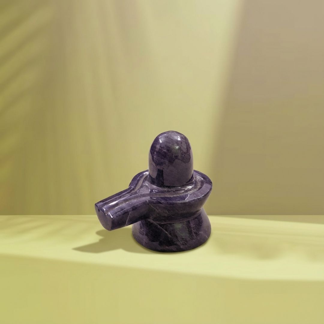 Blue Aventurine Shivling Spiritual Carving for Home Temple and Meditation