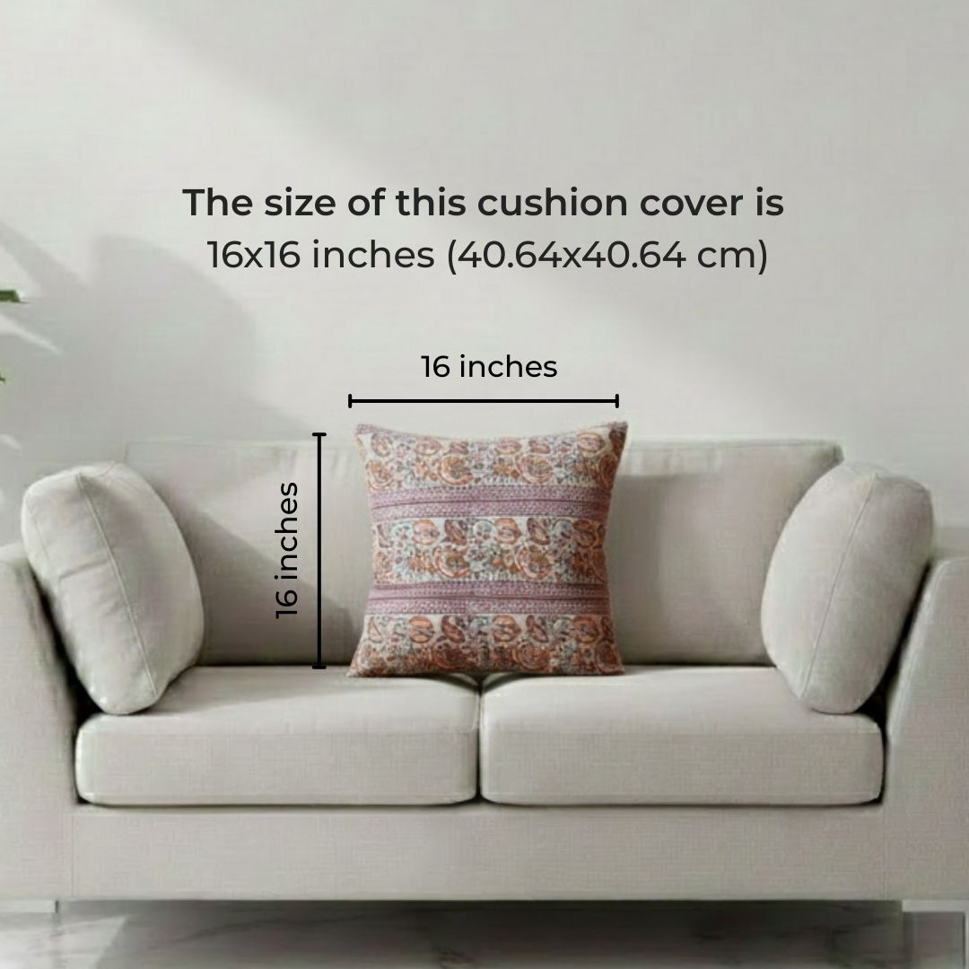 Block Printed Cotton Cushion Covers with Traditional Motif Pattern (Set of 2)