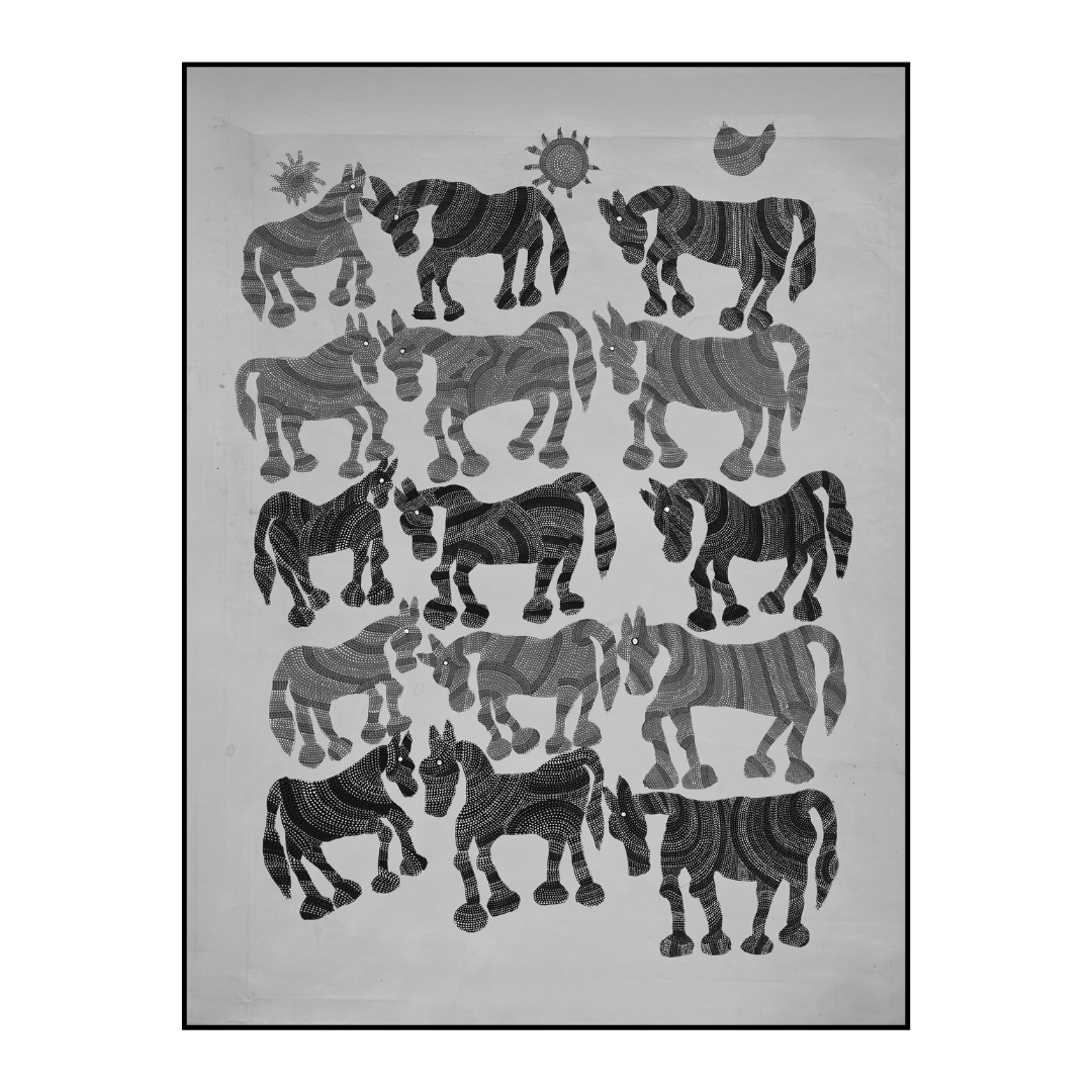 Red and Black Pithora Horses