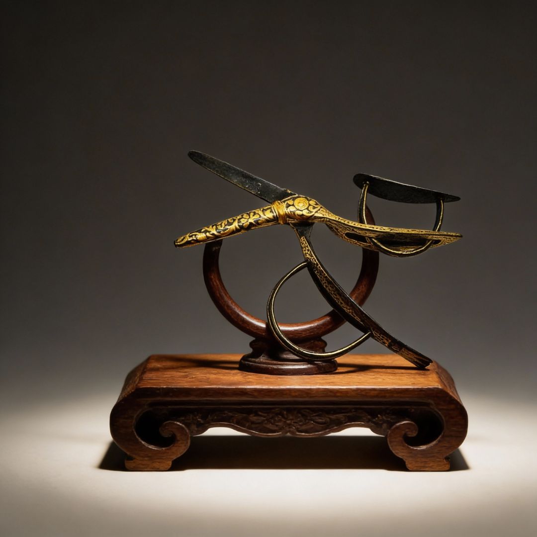 Gold Koftgari Scissors with Traditional Handcrafted Metal Inlay