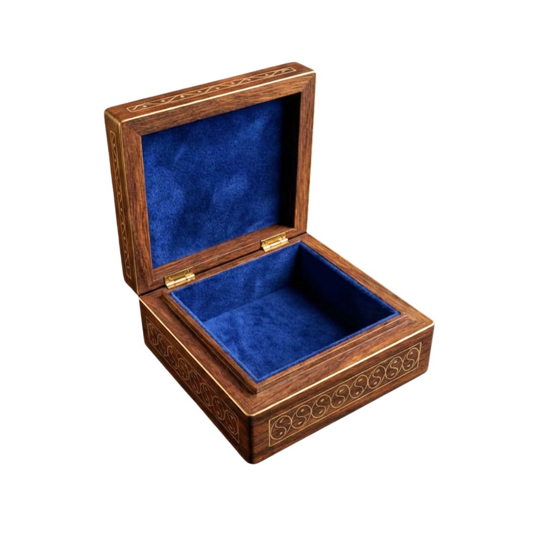 Lotus Mandala Wooden Tarkashi Inlay Box