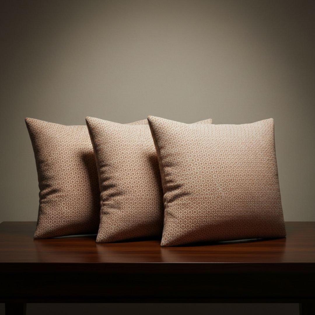 Block Printed South Cotton Cushion Cover with Subtle Geometric Pattern