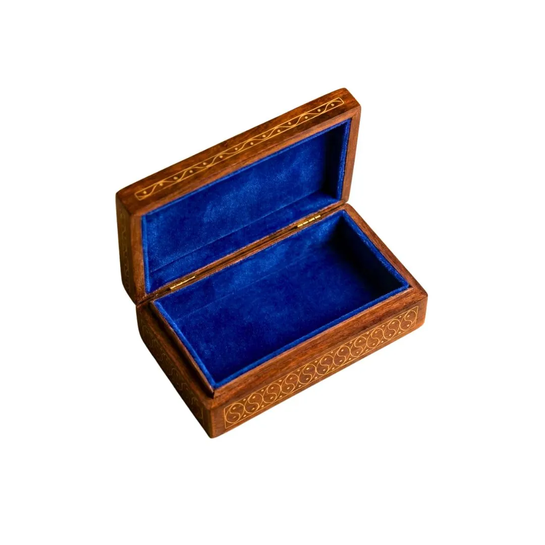 Geometric Serenity Wooden Tarkashi Inlay Box for Jewellery and Collectibles