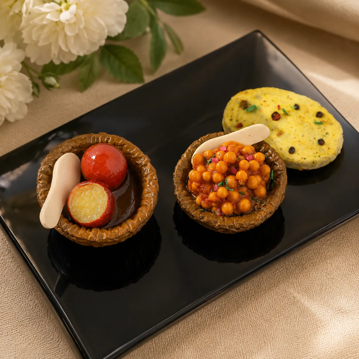 Miniature Gulab Jamun and Chole Kulcha Magnet Set