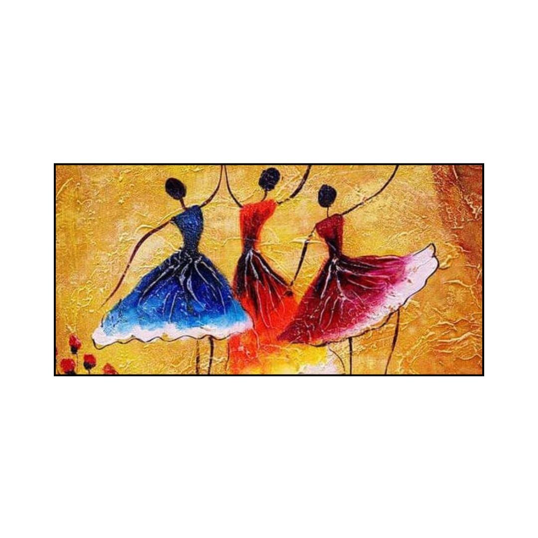 Handmade Dancing Women Abstract Canvas Painting