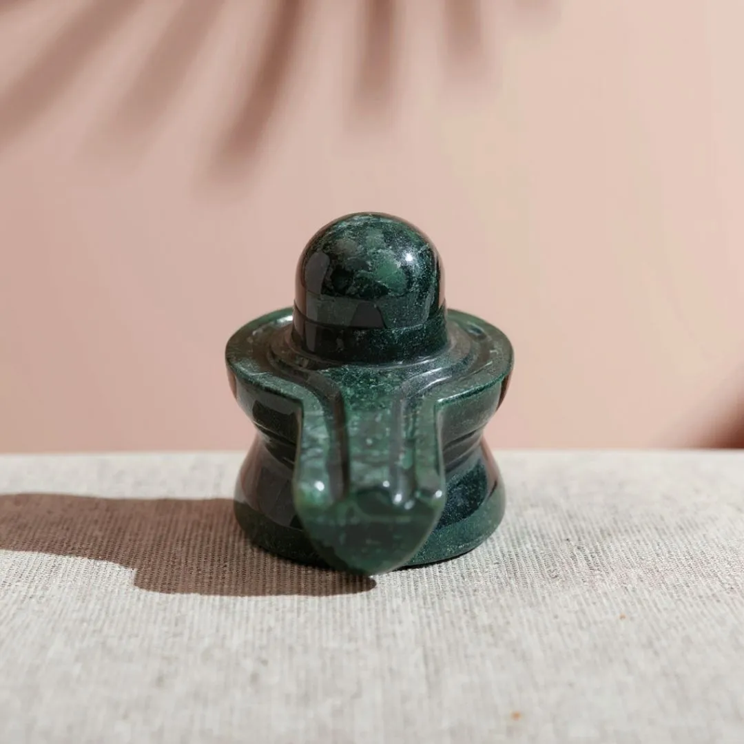 Green Aventurine Shiva Lingam Sculpture for Home and Meditation