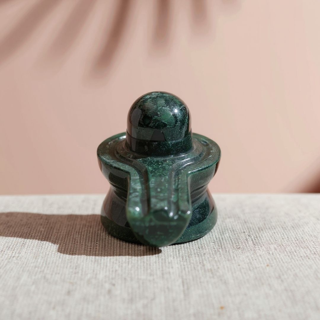 Green Aventurine Shiva Lingam Sculpture for Home and Meditation