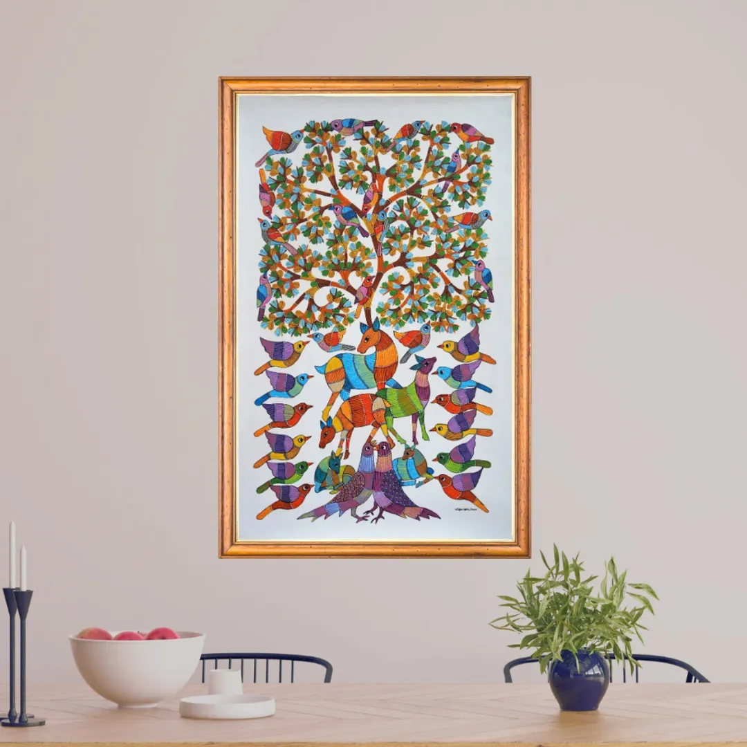 Harmony of deer and birds