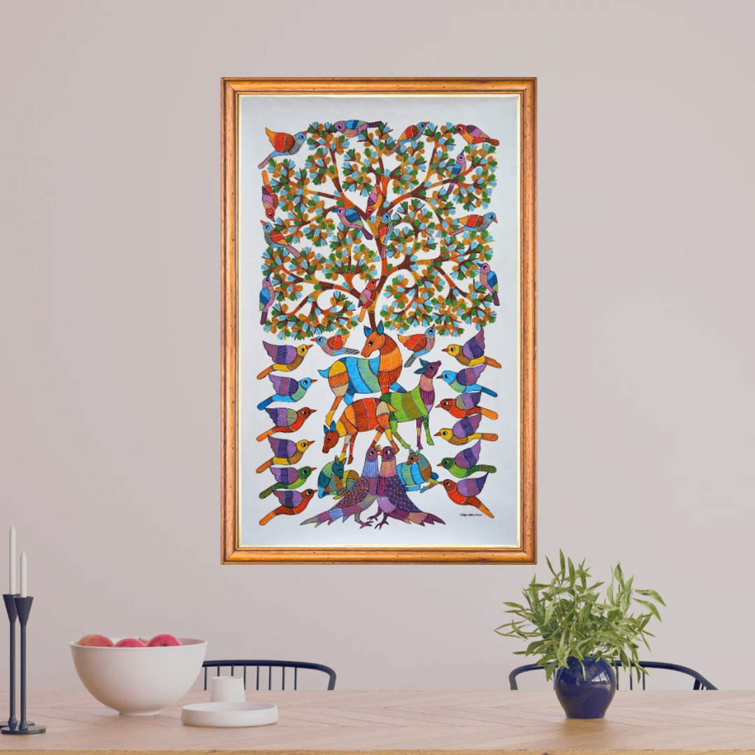 Harmony of deer and birds