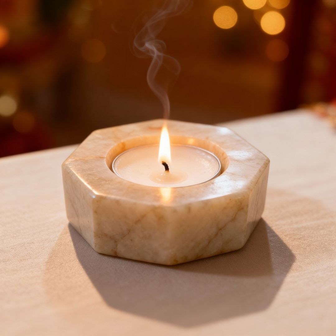 White Quartz Tealight Holder for Calm Interiors