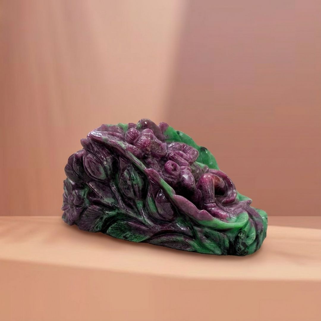 Ruby Zoisite Hand Carved Krishna Idol for Spiritual Décor