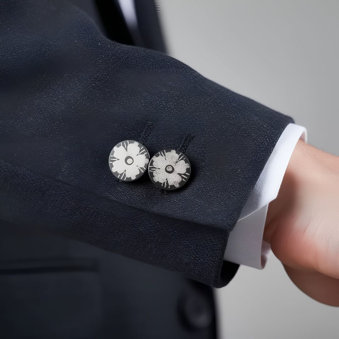 Handcrafted Decorative Cufflink Buttons Metal Art