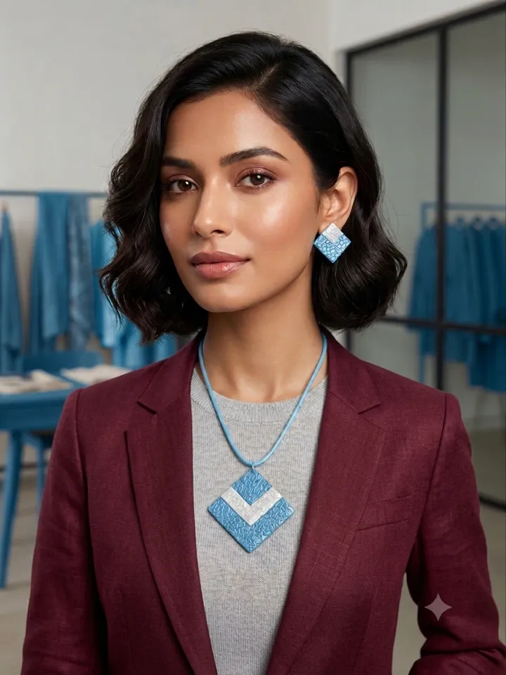 Textured Geometric Pendant Set