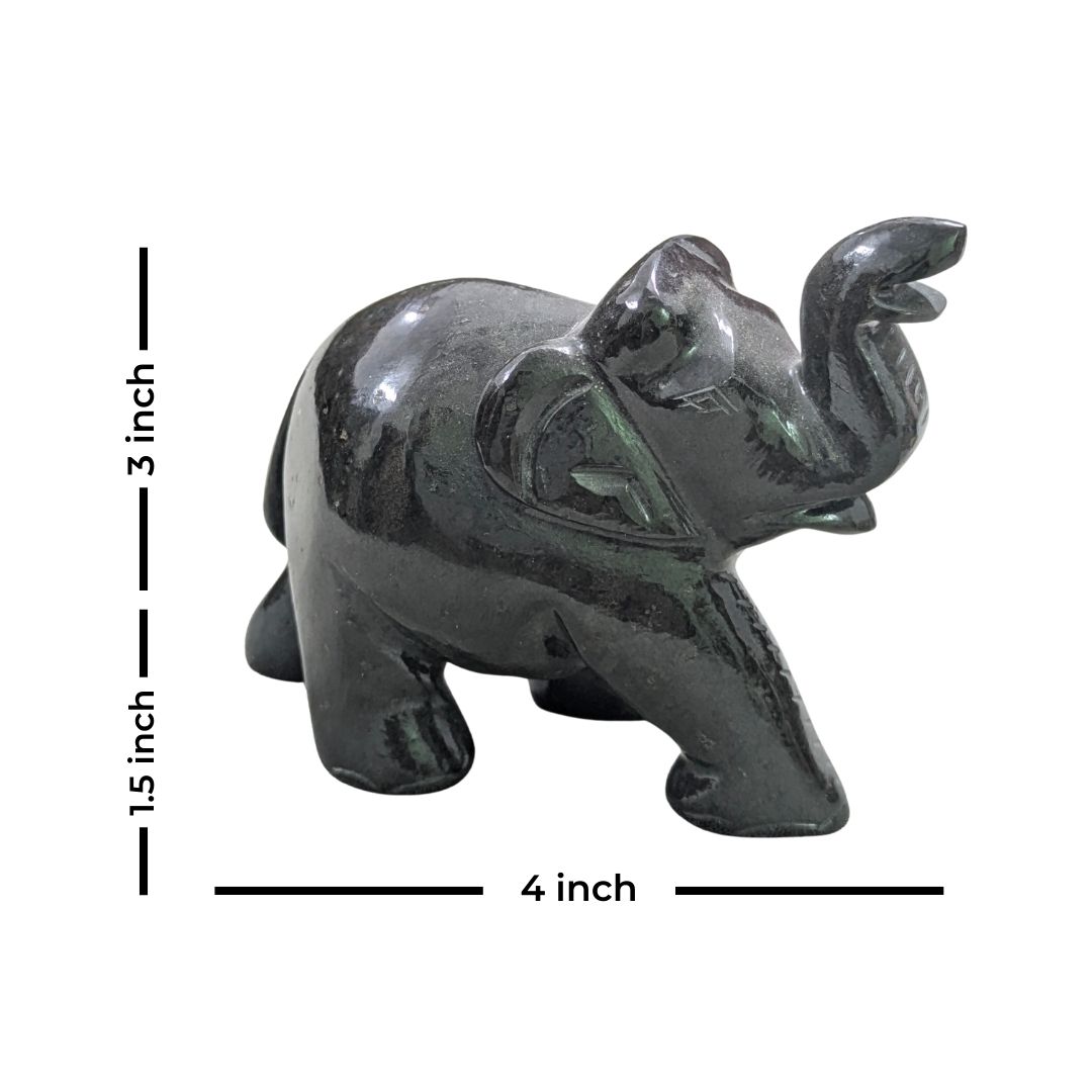 Black Aventurine Elephant Figurine for Home Decor and Good Luck