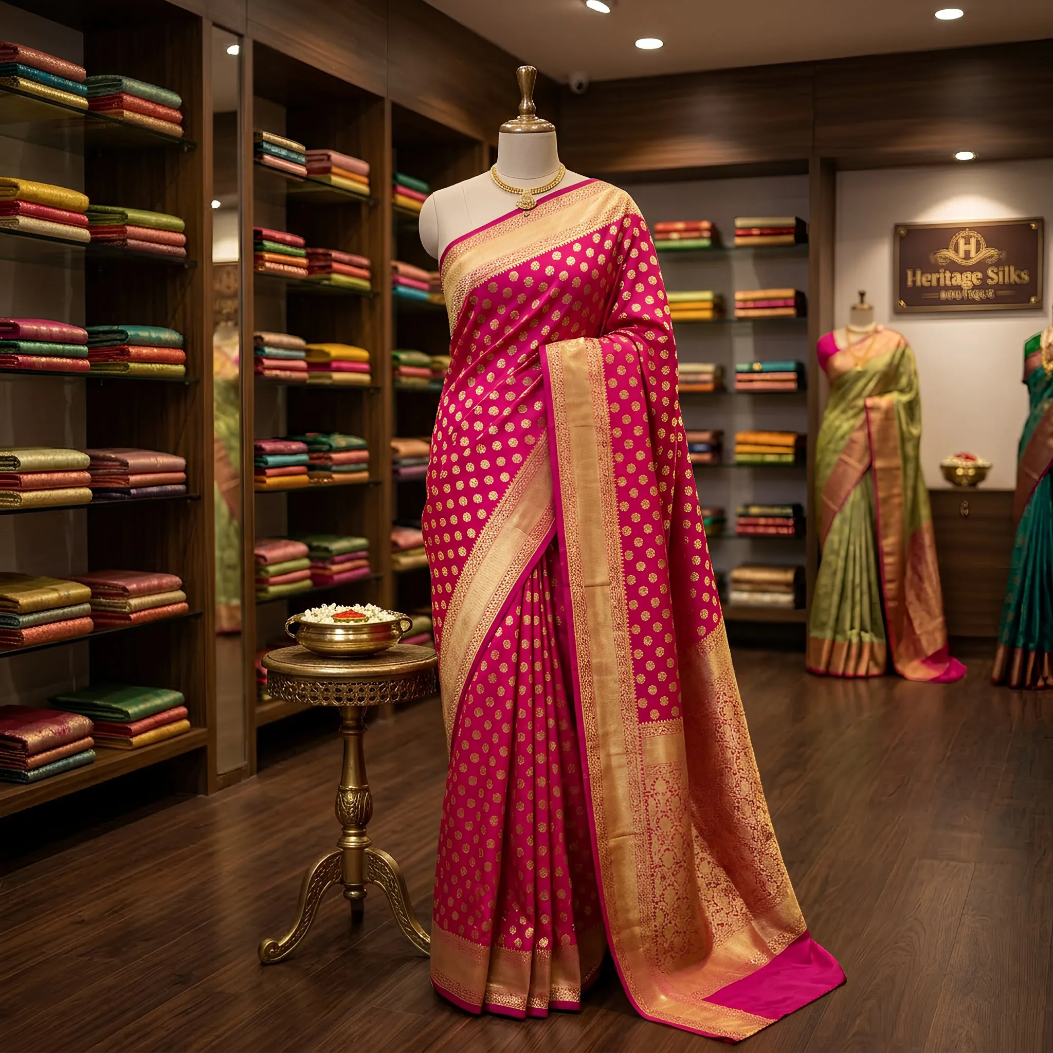 Pure Kanchipuram Kanjivaram Silk Saree Pink Gold Zari