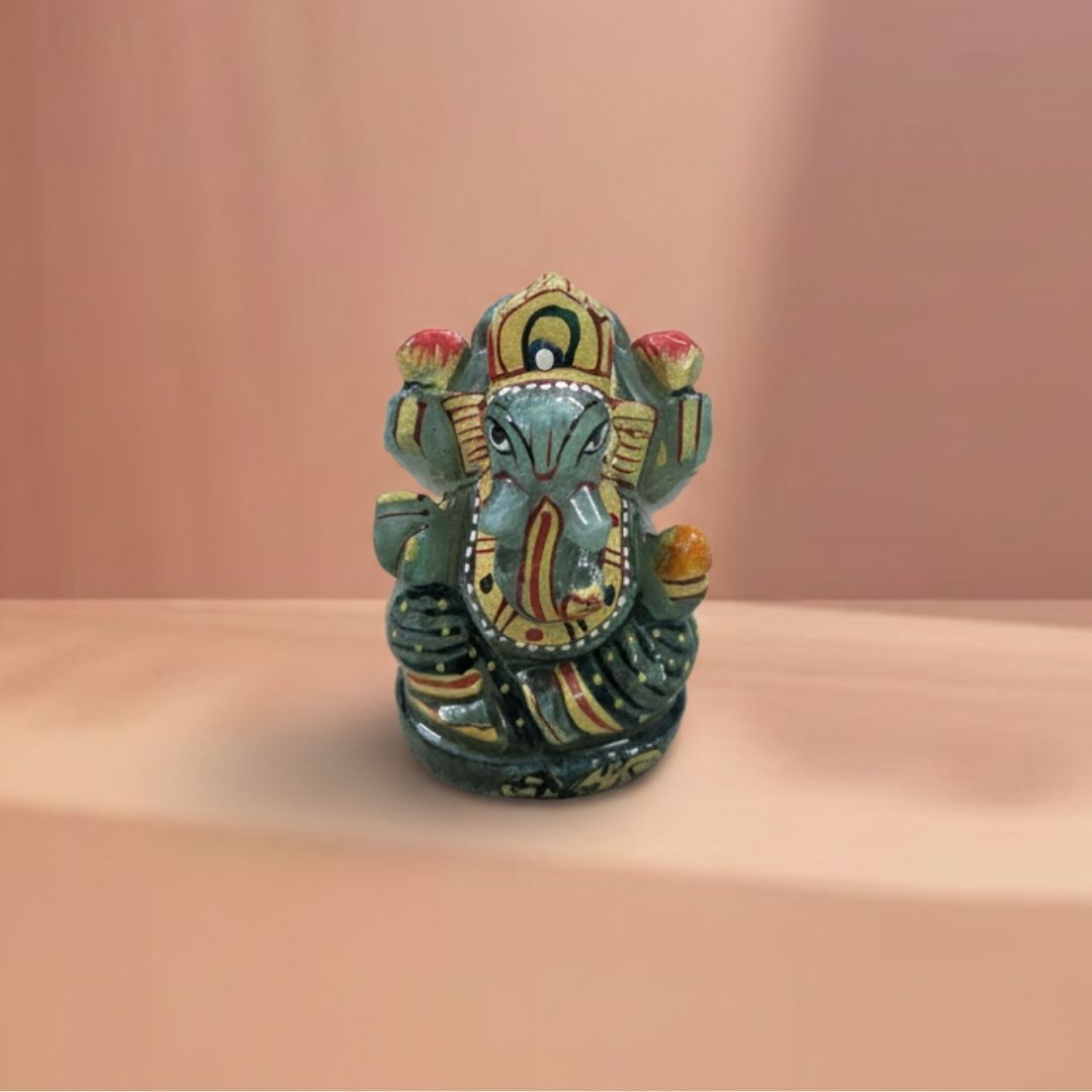 Aventurine Stone Ganesh Idol for Home Decor and Positive Energy