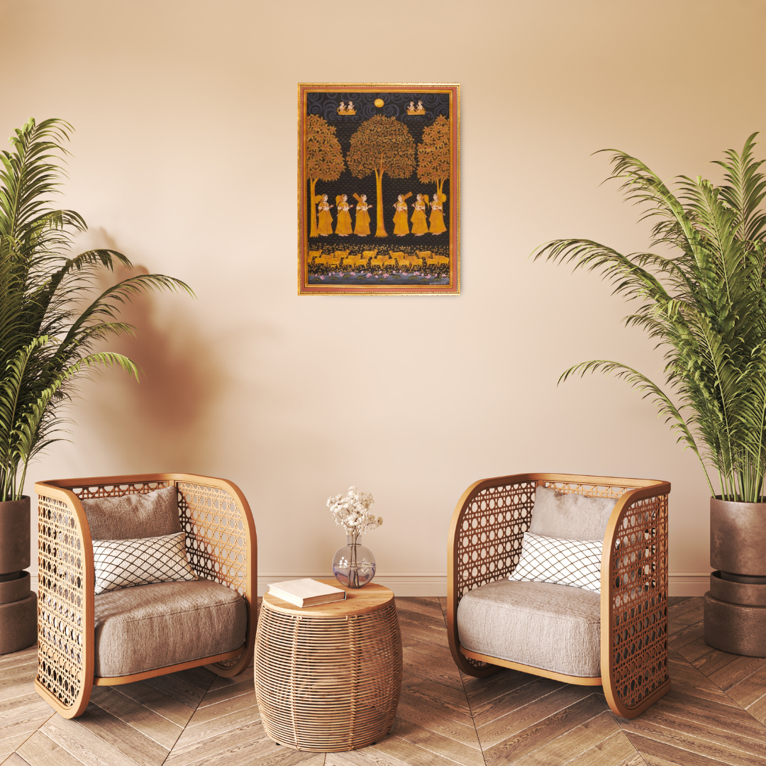 Pichwai Tree & Gopis Painting