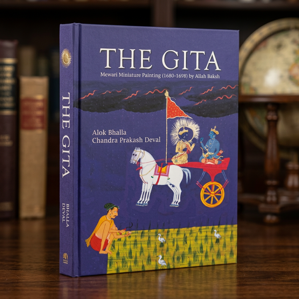 The Gita: Mewari Miniature Painting (1680-1698) by Allah Baksh (H.B)