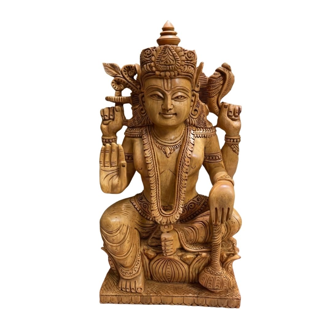 Sandalwood Lord Shiva Idol with Trishul and Damaru