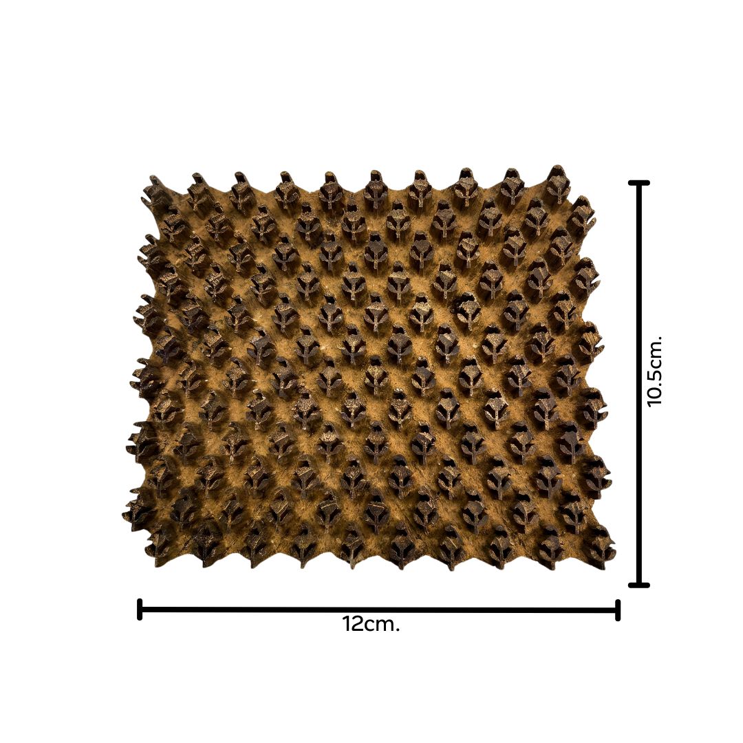 Sagwan Wood Hand-Carved Textile Printing Block with Geometric Floral Pattern